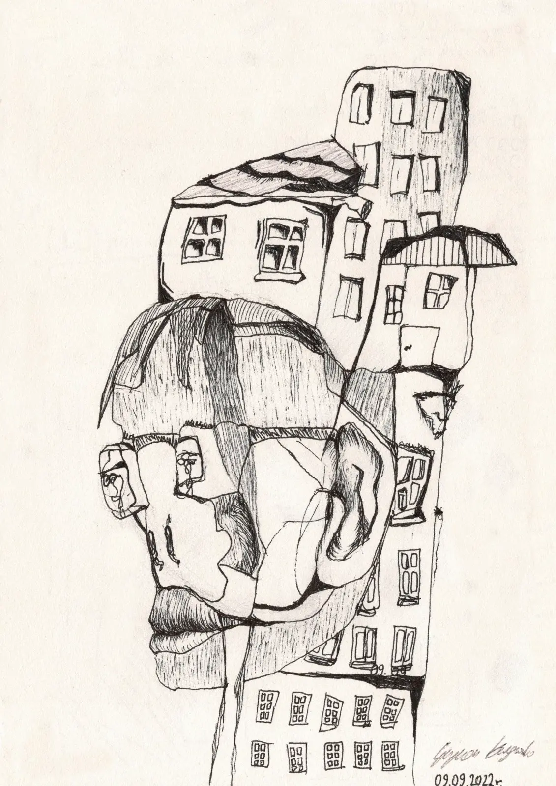 No. 3, sygnowany druk artystyczny z serii Forma autorstwa Szymona Ługowskiego, Ballpoint pen on paper, 2024 — galeria SL PRINTS